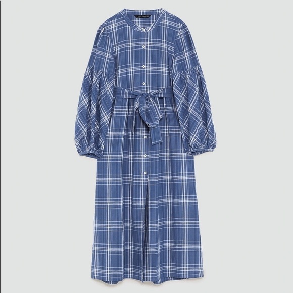 Zara Dresses & Skirts - Zara NWOT Linen Cotton Tartan Midi Dress